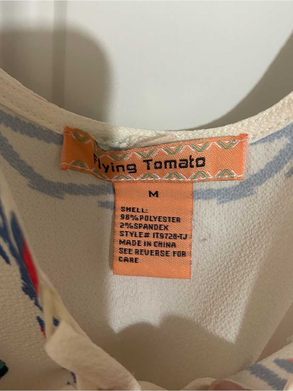 Flying Tomato Cream Tunic with Red Floral Embroidery and Blue Trim - Picture 4 of 6